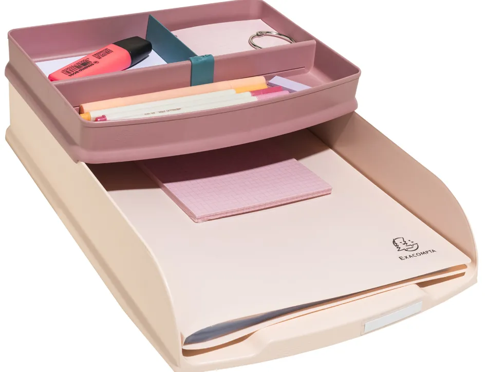 Corbeille courrier exacompta combo styli skandi a4+ superposable verticale/escalier coloris nude