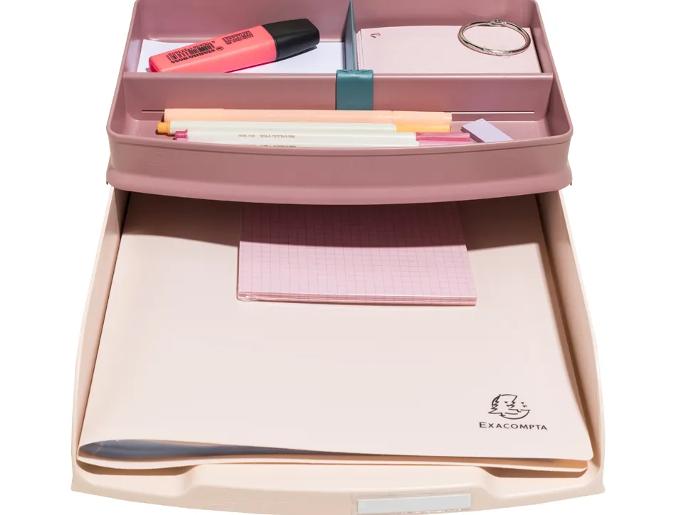 Corbeille courrier exacompta combo styli skandi a4+ superposable verticale/escalier coloris nude