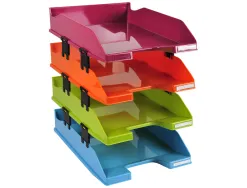 Corbeille courrier exacompta midi-combo iderama superposable verticale/escalier lot de 4 corbeille assorties