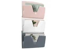 Corbeille murale cep polystyrene ouverture prehension en v coloris mineral assortis 3 unites
