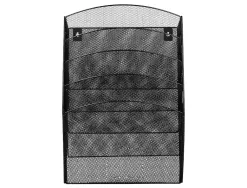 Corbeille murale q-connect 5 cases a4 vertical présentoir métallique 315x93x440mm coloris noir