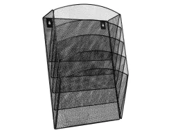 Corbeille murale q-connect 5 cases a4 vertical présentoir métallique 315x93x440mm coloris noir
