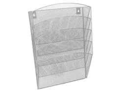 Corbeille murale q-connect 5 cases a4 vertical présentoir métallique 315x93x440mm coloris argent