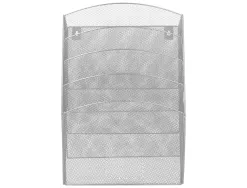 Corbeille murale q-connect 5 cases a4 vertical présentoir métallique 315x93x440mm coloris argent