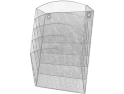 Corbeille murale q-connect 5 cases a4 vertical présentoir métallique 315x93x440mm coloris argent