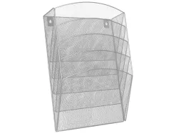Corbeille murale q-connect 5 cases a4 vertical présentoir métallique 315x93x440mm coloris argent