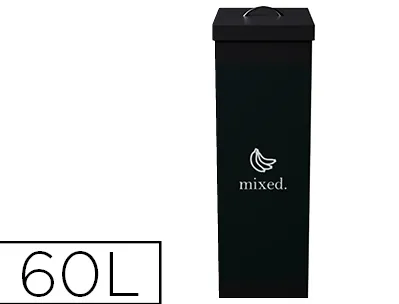 Corbeille paperflow tri sélectif déchets mixtes 60l polystyrène choc haute résistance robuste coloris noir