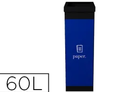 Corbeille paperflow tri sélectif papier 60l polystyrène choc haute résistance robuste coloris noir/bleu