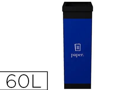 Corbeille paperflow tri sélectif papier 60l polystyrène choc haute résistance robuste coloris noir/bleu