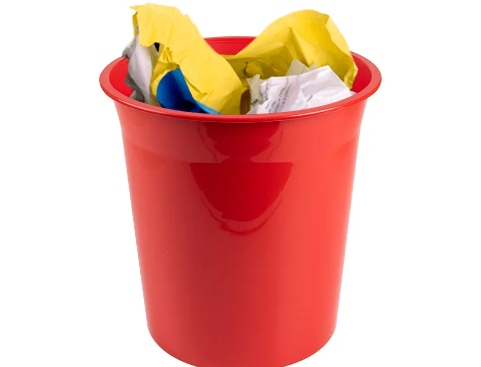 Corbeille papier q-connect plastique resistant 13l 275x285mm coloris rouge opaque