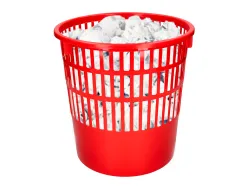 Corbeille papier q-connect ajouree plastique 15l 285x290mm coloris rouge