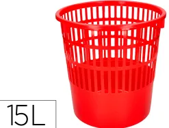 Corbeille papier q-connect ajouree plastique 15l 285x290mm coloris rouge