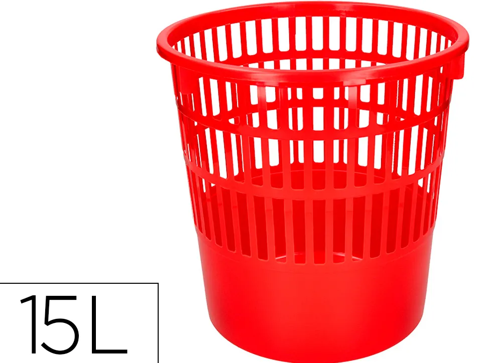 Corbeille papier q-connect ajouree plastique 15l 285x290mm coloris rouge