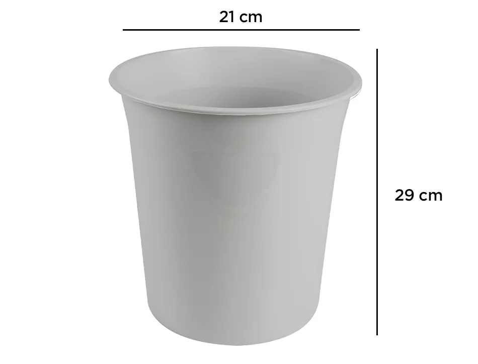 Corbeille papier q-connect plastique resistant 13l 275x285mm coloris gris opaque