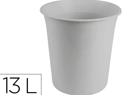 Corbeille papier q-connect plastique resistant 13l 275x285mm coloris gris opaque