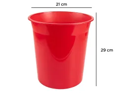 Corbeille papier q-connect plastique resistant 13l 275x285mm coloris rouge translucide