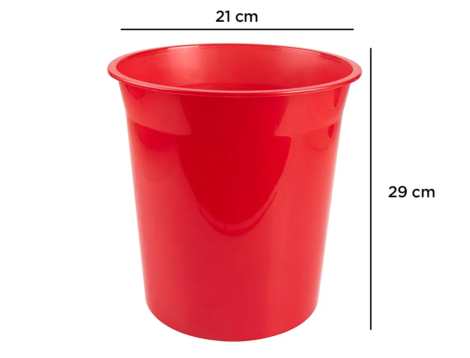 Corbeille papier q-connect plastique resistant 13l 275x285mm coloris rouge translucide