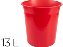 Corbeille papier q-connect plastique resistant 13l 275x285mm coloris rouge translucide