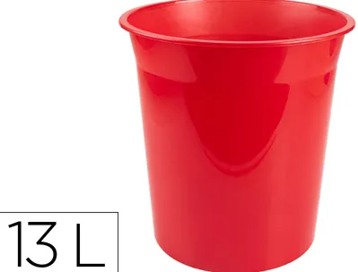 Corbeille papier q-connect plastique resistant 13l 275x285mm coloris rouge translucide