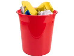 Corbeille papier q-connect plastique resistant 13l 275x285mm coloris rouge translucide
