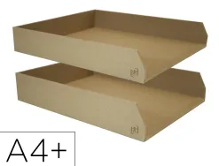 Corbeilles a courrier savana oxford empilables a4+ carton recycle lot de 2