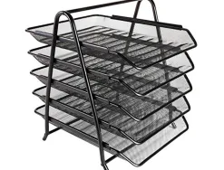 Corbeilles courrier q-connect maille metallique documents a4 350x275x375 mm coloris noir - set 5 un