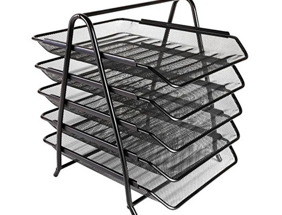 Corbeilles courrier q-connect maille metallique documents a4 350x275x375 mm coloris noir - set 5 un