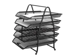 Corbeilles courrier q-connect maille metallique documents a4 350x275x375 mm coloris noir - set 5 un