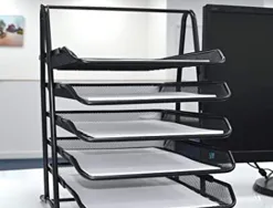 Corbeilles courrier q-connect maille metallique documents a4 350x275x375 mm coloris noir - set 5 un