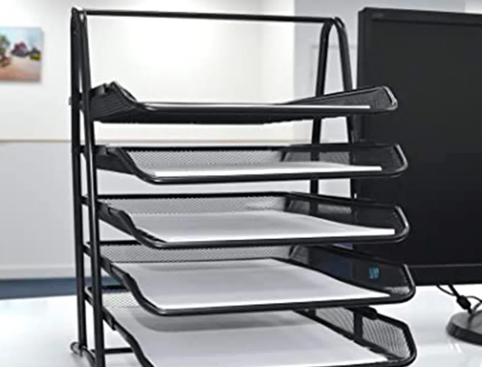 Corbeilles courrier q-connect maille metallique documents a4 350x275x375 mm coloris noir - set 5 un