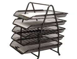 Corbeilles courrier q-connect maille metallique documents a4 350x275x375 mm coloris noir - set 5 un
