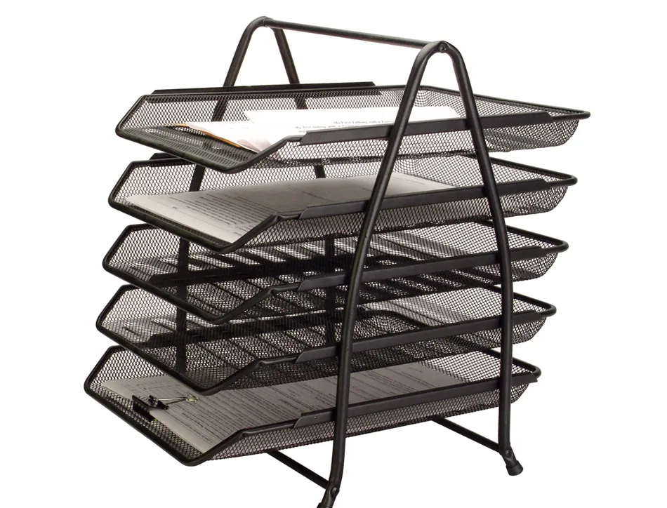 Corbeilles courrier q-connect maille metallique documents a4 350x275x375 mm coloris noir - set 5 un