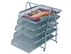 Corbeilles courrier q-connect maille metallique documents a4 350x275x375 mm coloris gris - set 5 un