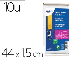 Cordons badges avery recycles mousqueton 44 cm lot de 10 coloris jaune