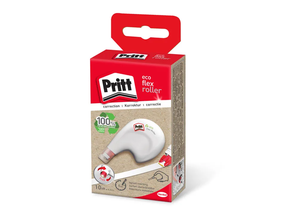 Correcteur pritt ecoflex recyclé dévidoir ruban 4.2mmx10m application souple latérale type stylo