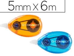Correcteur q-connect dévidoir ruban 5mmx6m correction latérale coloris orange et bleu blister de 2 unités
