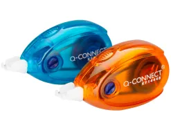 Correcteur q-connect dévidoir ruban 5mmx6m correction latérale coloris orange et bleu blister de 2 unités