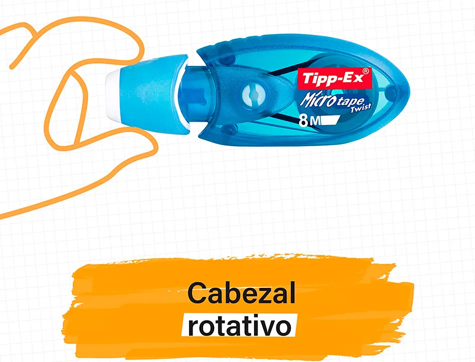 Correcteur tipp-ex micro tape twist dévidoir mini ruban polyester 5mmx8m capuchon forme ergonomique