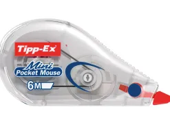 Correcteur tipp-ex mini pocket mouse dévidoir ruban 5mmx6m avec film protecteur niveau ruban visible paquet individuel