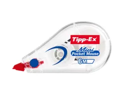 Correcteur tipp-ex mini pocket mouse dévidoir ruban 5mmx6m avec film protecteur niveau ruban visible paquet individuel