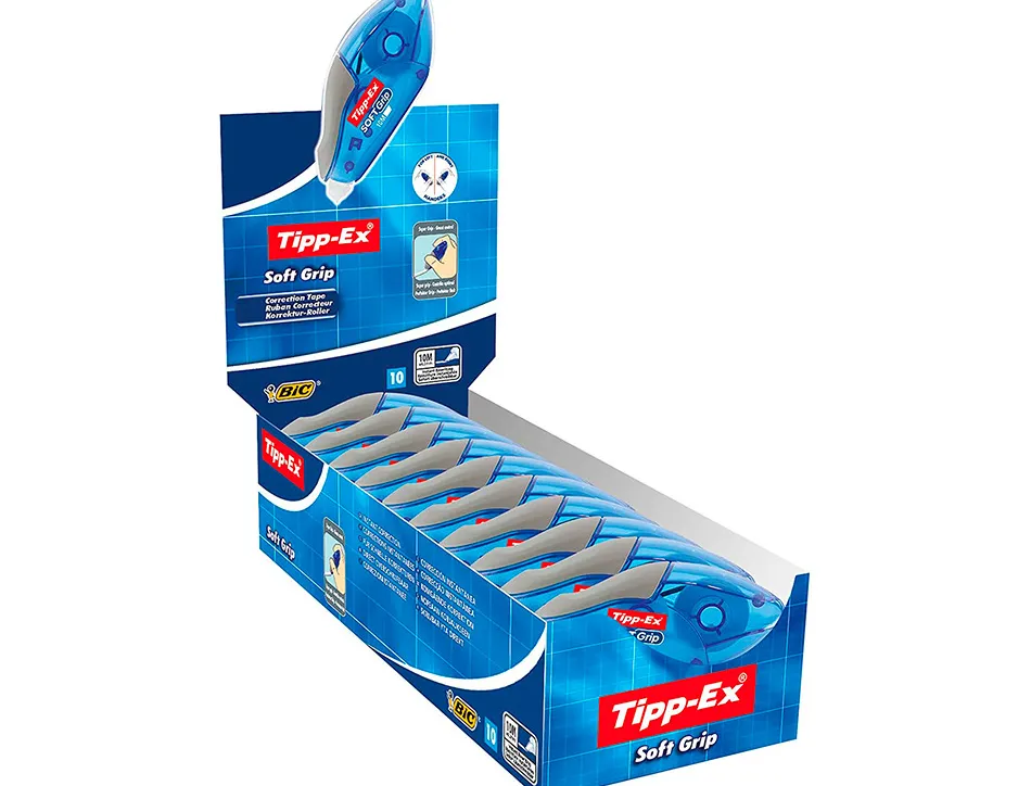 Correcteur tipp-ex soft grip dévidoir ruban 4.2mmx10m application frontale réécriture immédiate