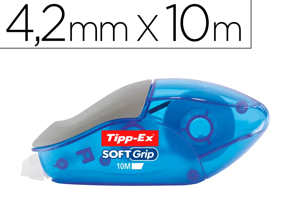 Correcteur tipp-ex soft grip dévidoir ruban 4.2mmx10m application frontale réécriture immédiate