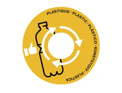 Couvercle cep tri selectif plastique adaptable sur maxi corbeille ouverture centrale coloris jaune