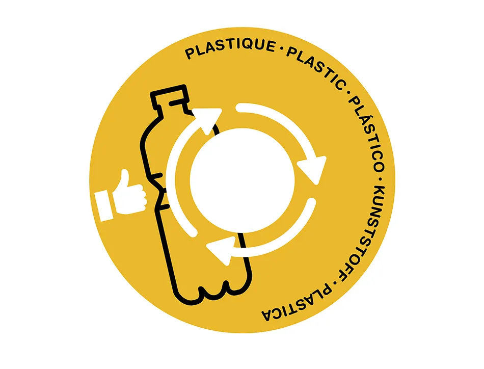 Couvercle cep tri selectif plastique adaptable sur maxi corbeille ouverture centrale coloris jaune