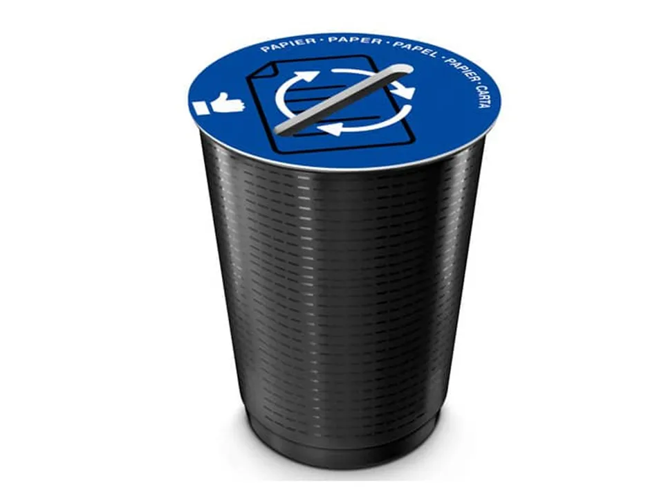 Couvercle cep tri selectif papier adaptable sur maxi corbeille ouverture centrale coloris bleu