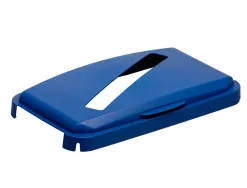 Couvercle durable durabin tri papier carton charniere laterale fente diagonale se fixe aux conteneurs durabin 60 bleu