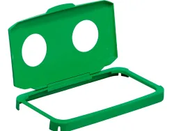 Couvercle durable durabin special verre charniere laterale 2 ouvertures circulaires pour conteneurs durabin 60 vert