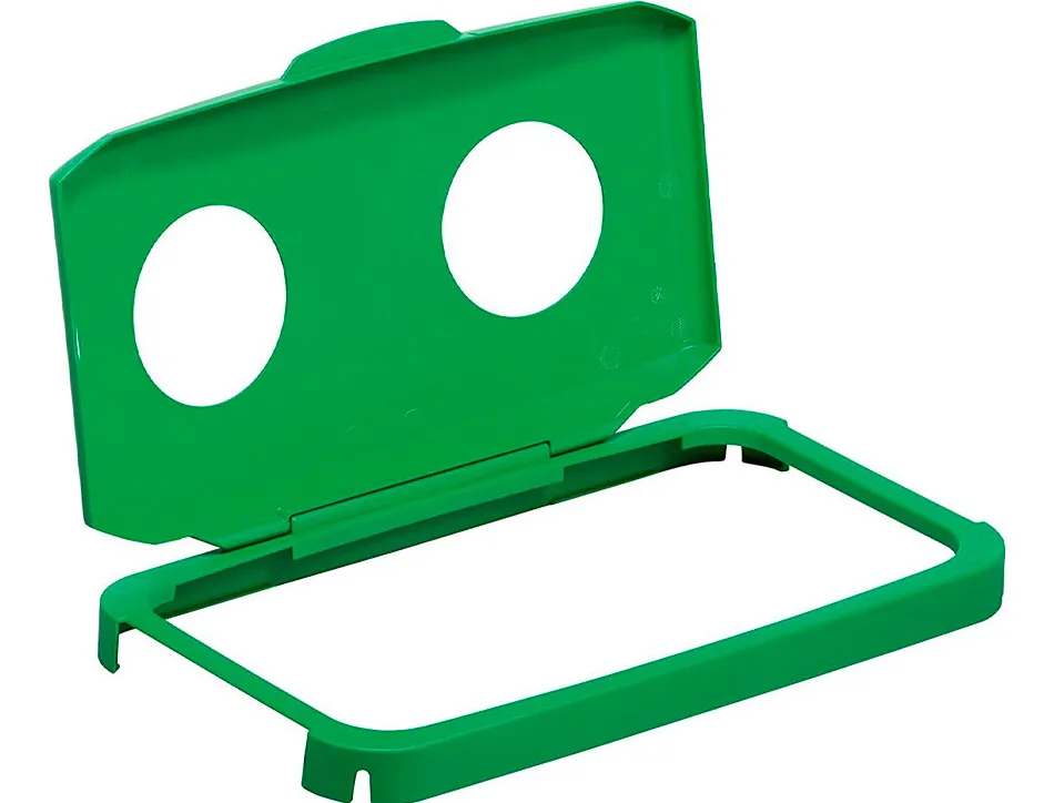 Couvercle durable durabin special verre charniere laterale 2 ouvertures circulaires pour conteneurs durabin 60 vert
