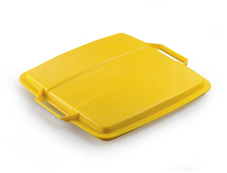 Couvercle durable poubelle durabin capacite 90l carre avec poignee coloris jaune