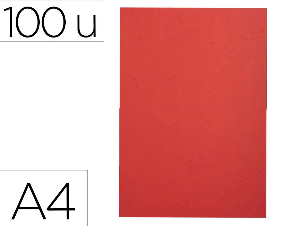 Couverture exacompta grain cuir recycle a4 270g paquet de 100 unites coloris rouge